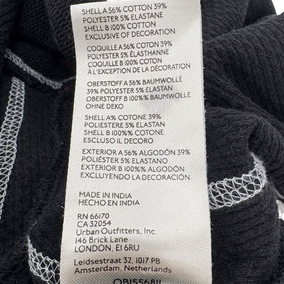 Free People Amara Embroidered Sleeve Thermal V Neck Top Black Pink Floral XS - Picture 11 of 12